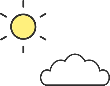 黄色い太陽と白い雲のイラスト